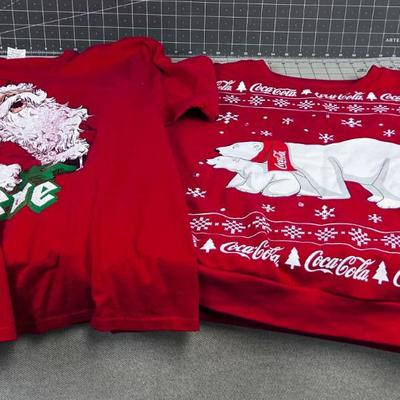 Christmas Light Up, Coke Sweat Shirt and Santa T-Shirt. 