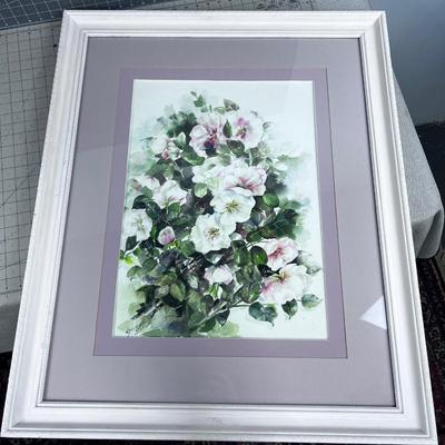Genevie Smith, Signed,  Floral Framed and Matted Water Color NICE! 