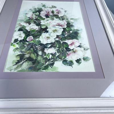 Genevie Smith, Signed,  Floral Framed and Matted Water Color NICE! 