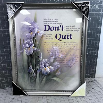 DONâ€™T QUIT Framed Poster Under Glass NEW 