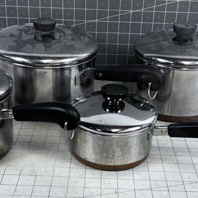 Dinnerware Copper Bottom with Lids 4 Pan & Lids