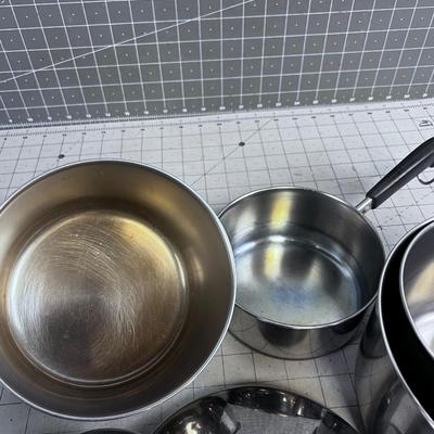 Dinnerware Copper Bottom with Lids 4 Pan & Lids