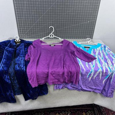 3 Bob Mackie -  Shirts Blue Purple. 