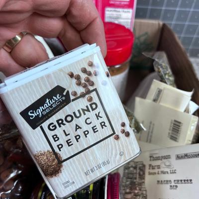 Flat of Foody Items; Salts, Spices, Nuts, Dip Mixes