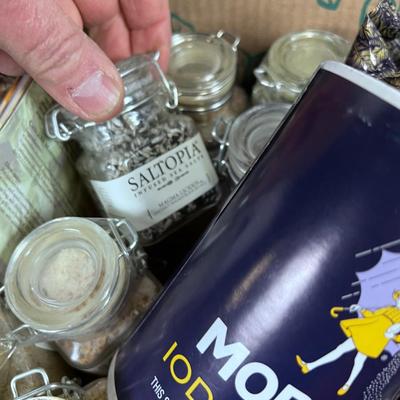 Flat of Foody Items; Salts, Spices, Nuts, Dip Mixes