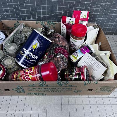 Flat of Foody Items; Salts, Spices, Nuts, Dip Mixes