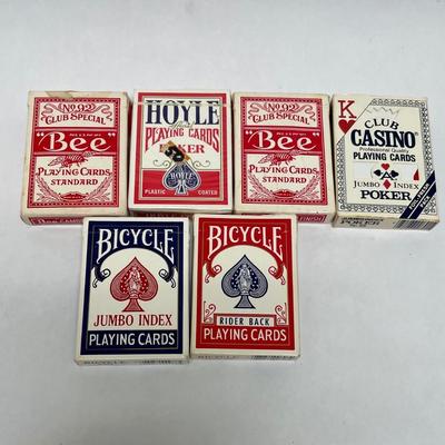 6 Decks of Poker Playing Cards Bee Bicycle Hoyle Casino Club Red & Blue