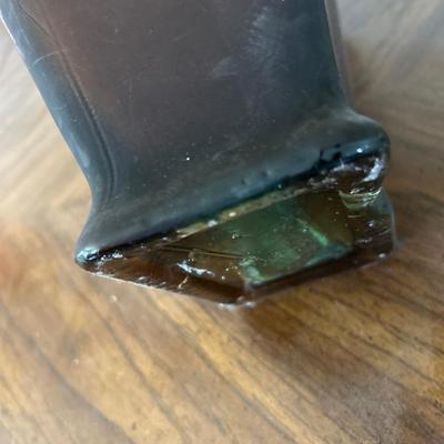 Large brown glass vase with gold guilt - estate fresh