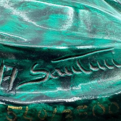 SIGNED A. Santini Figurine Art Deco Lady in Green