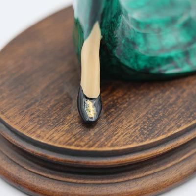 SIGNED A. Santini Figurine Art Deco Lady in Green