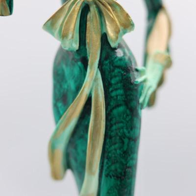 SIGNED A. Santini Figurine Art Deco Lady in Green