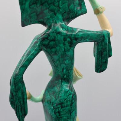 SIGNED A. Santini Figurine Art Deco Lady in Green