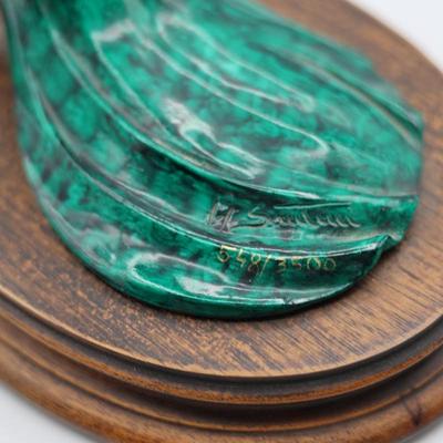 SIGNED A. Santini Figurine Art Deco Lady in Green