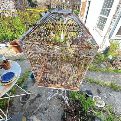 White Shabby Chic Birdcage - Antique birdhouse cage