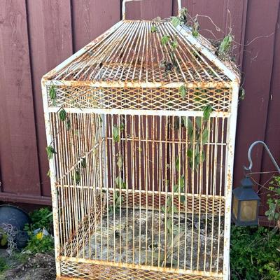 White Shabby Chic Birdcage - Antique birdhouse cage