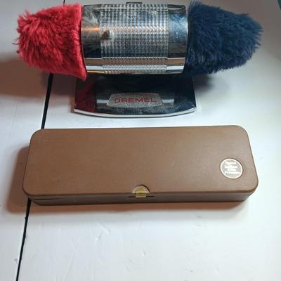 Vintage Dremel electric shoe polish machine / Buffer with leather care products