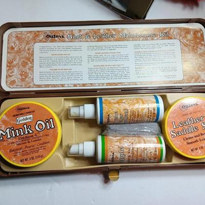 Vintage Dremel electric shoe polish machine / Buffer with leather care products
