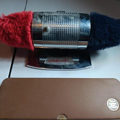 Vintage Dremel electric shoe polish machine / Buffer with leather care products