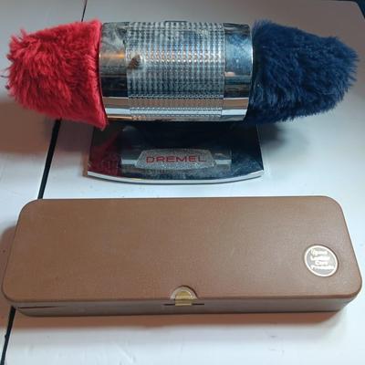 Vintage Dremel electric shoe polish machine / Buffer with leather care products