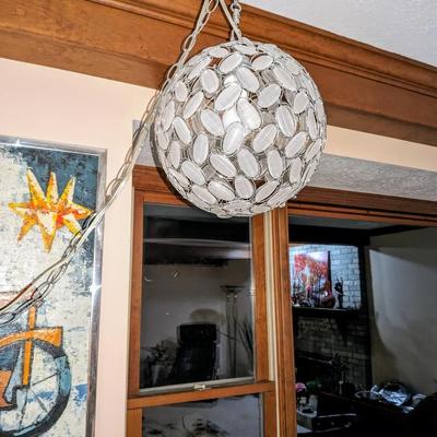 Chained Pendant Incandescent Light Fixture 11.5" Modern Industrial Sphere Circle