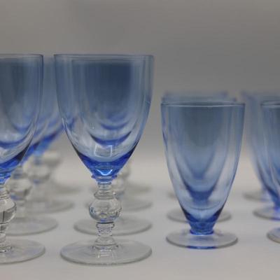 Vintage Blue Wine & Water Glasses (14)