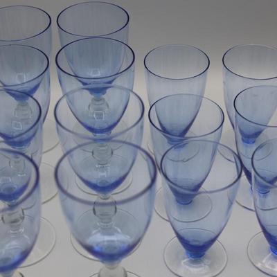 Vintage Blue Wine & Water Glasses (14)