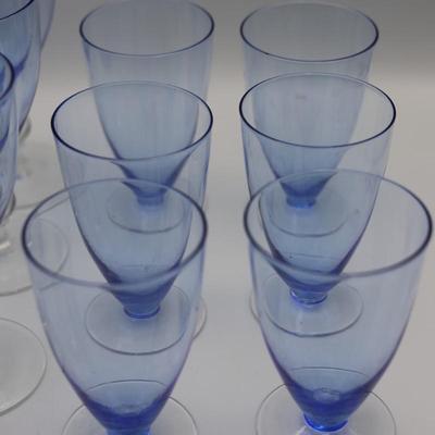 Vintage Blue Wine & Water Glasses (14)