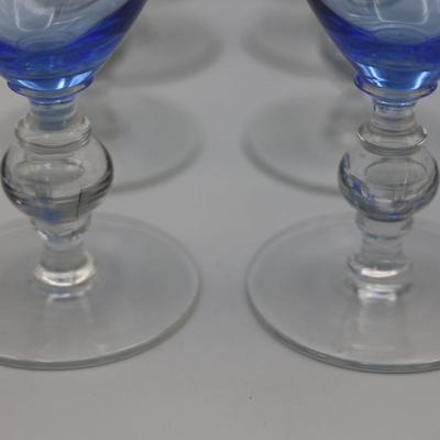 Vintage Blue Wine & Water Glasses (14)