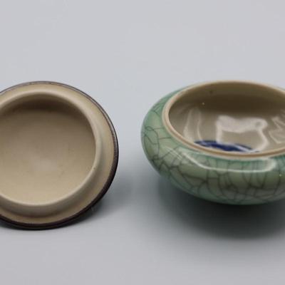 Signed Andrew MacCorkindale Art Pottery Crackle Porcelain Jar W/ Lid