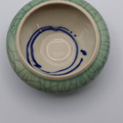 Signed Andrew MacCorkindale Art Pottery Crackle Porcelain Jar W/ Lid