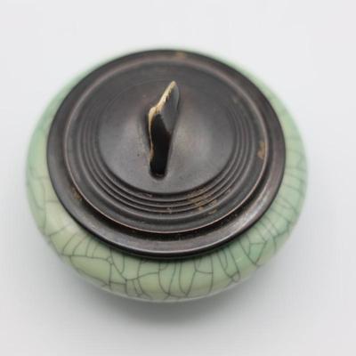 Signed Andrew MacCorkindale Art Pottery Crackle Porcelain Jar W/ Lid