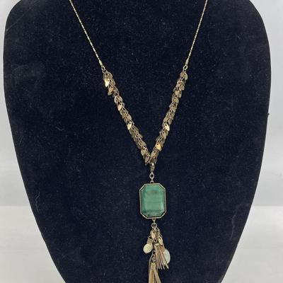 Costume Fashion Jewelry Necklace with green pendant