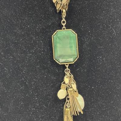 Costume Fashion Jewelry Necklace with green pendant