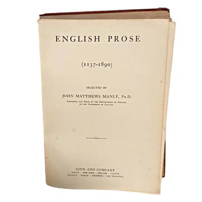 Antique Literature Book: English Prose