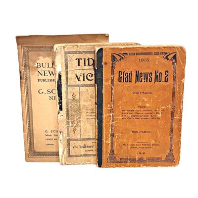 3 Antique Music Books: Glad News #2, Tidings of Victory & Bulletin of new Music