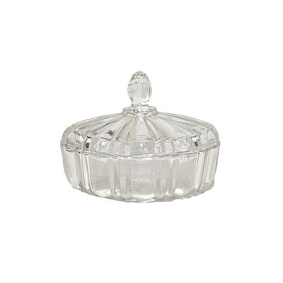 Vintage Anchor Hocking Prescut Clear Glass Covered Candy Dish