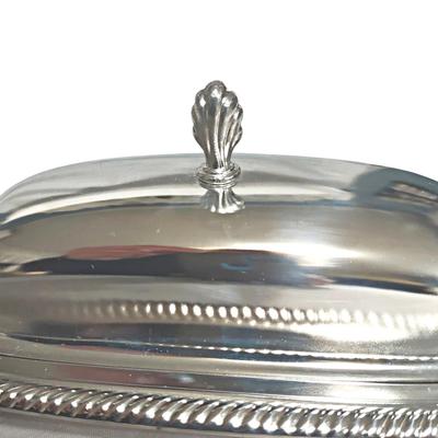 Vintage Wm Rogers 887 Silver Plate 3 Piece Lidded Butter Dish