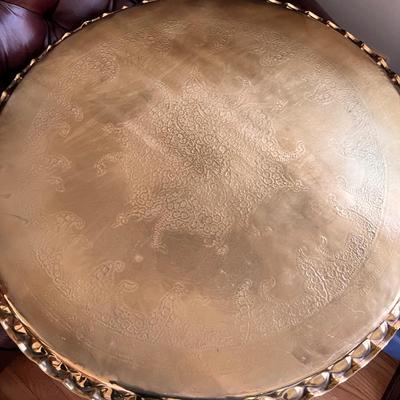 Oversized Ornate Brass Ottoman Tray
