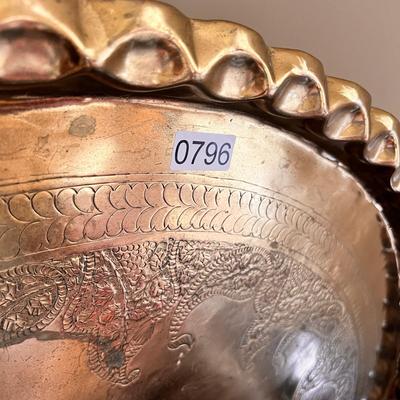 Oversized Ornate Brass Ottoman Tray