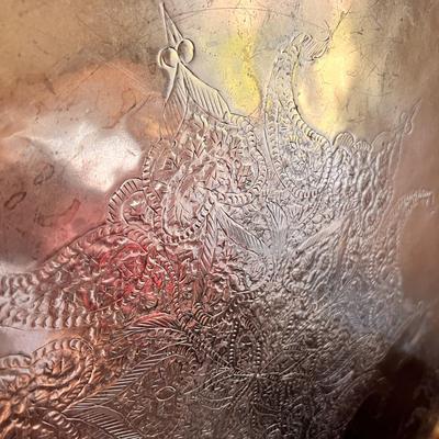 Oversized Ornate Brass Ottoman Tray