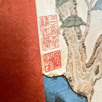 Scroll Silk "Three Stars of Qing Dynasty" Wall Hanging