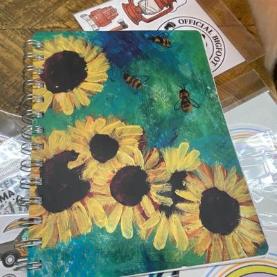 Lot of Assorted Decal Stickers and Sunflower Notebook