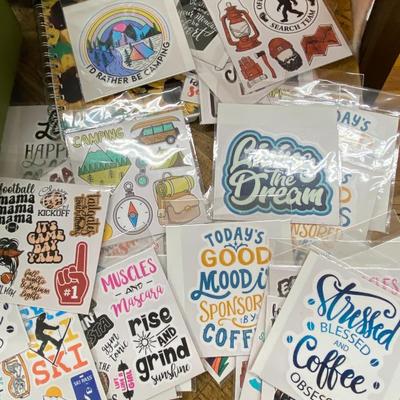 Lot of Assorted Decal Stickers and Sunflower Notebook