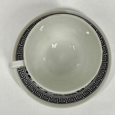 Akpottois Black & White Teacup & Saucer from Greece