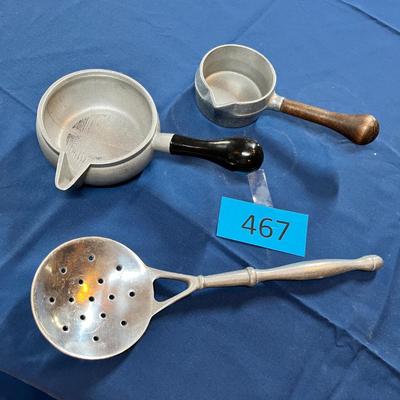 Pewter cookware pieces