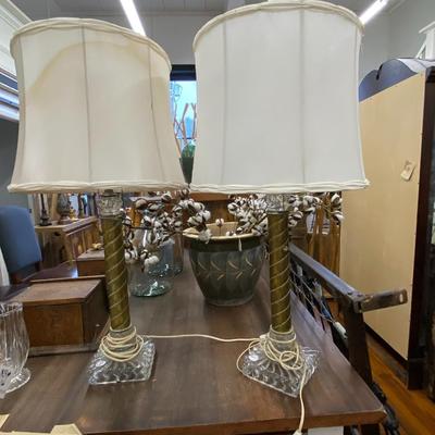 Pair of Glass and Metal Base Lamps!
