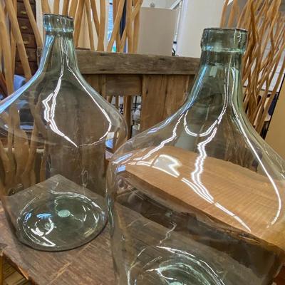 Pair of Large Clear Glass Bottle