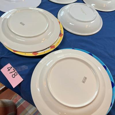 Lot of colorful plates and bowls
