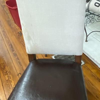 Fabric and Leather High Back Chair