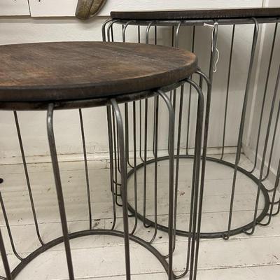 Pair of Metal Frame End Tables